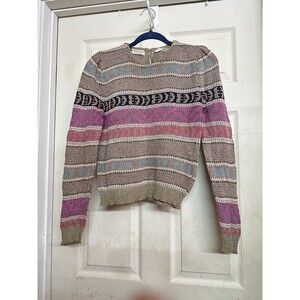 Vtg 80s 90s Fenn Wright Manson Boho Knit Sweater Fair Isle Geometric Long Sleeve